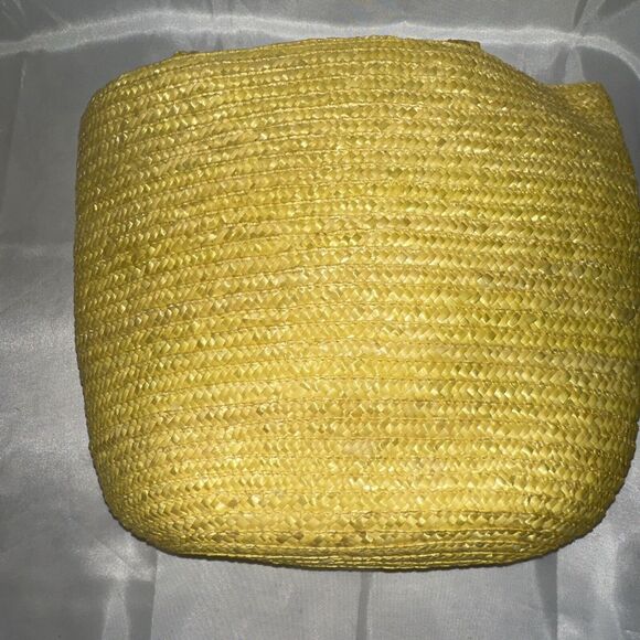 Large Yellow African Woven Straw Sisal Bucket Tote Straw Handbag Kente-styled - Picture 8 of 10